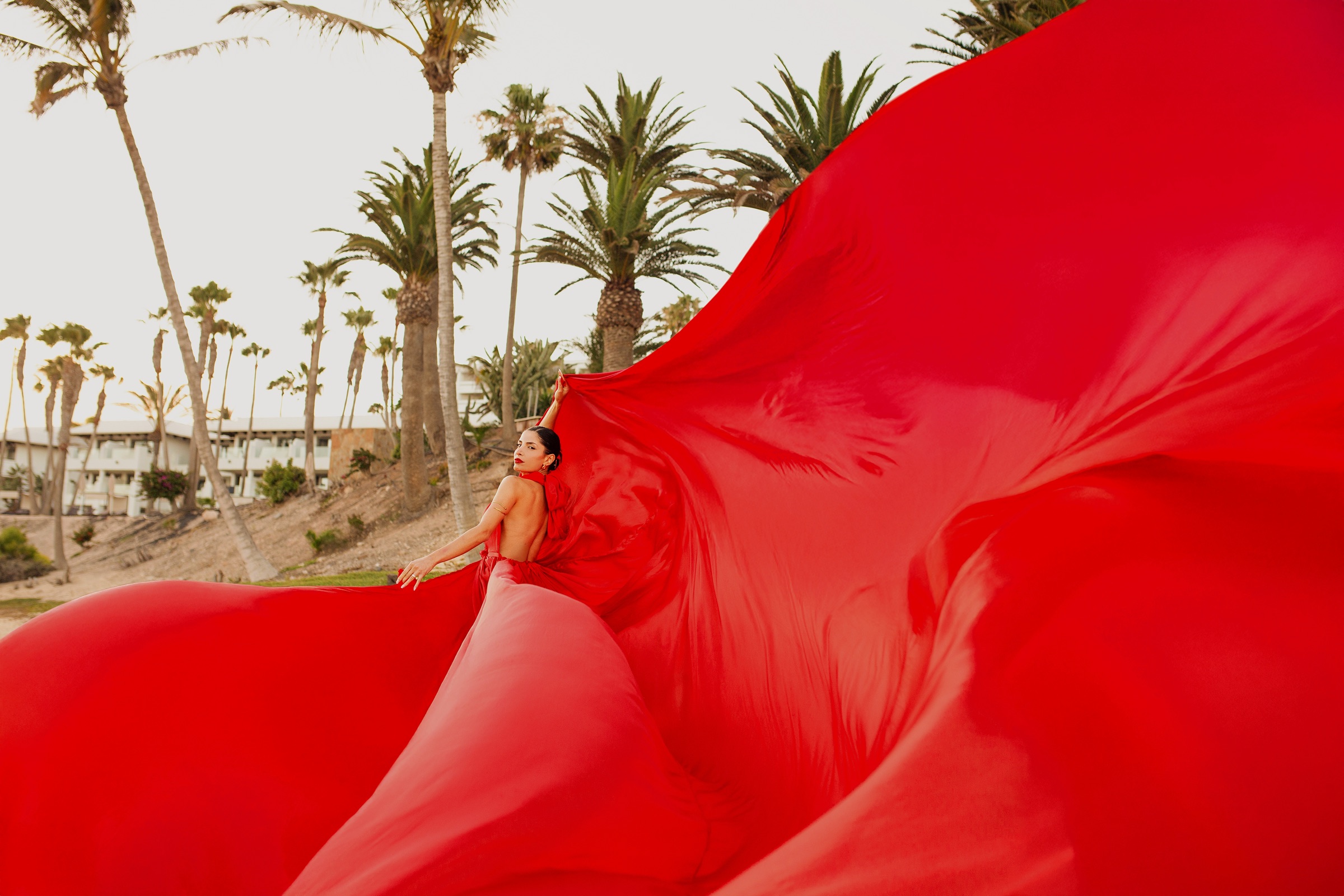 Katia Zakarian in a flowing red gown